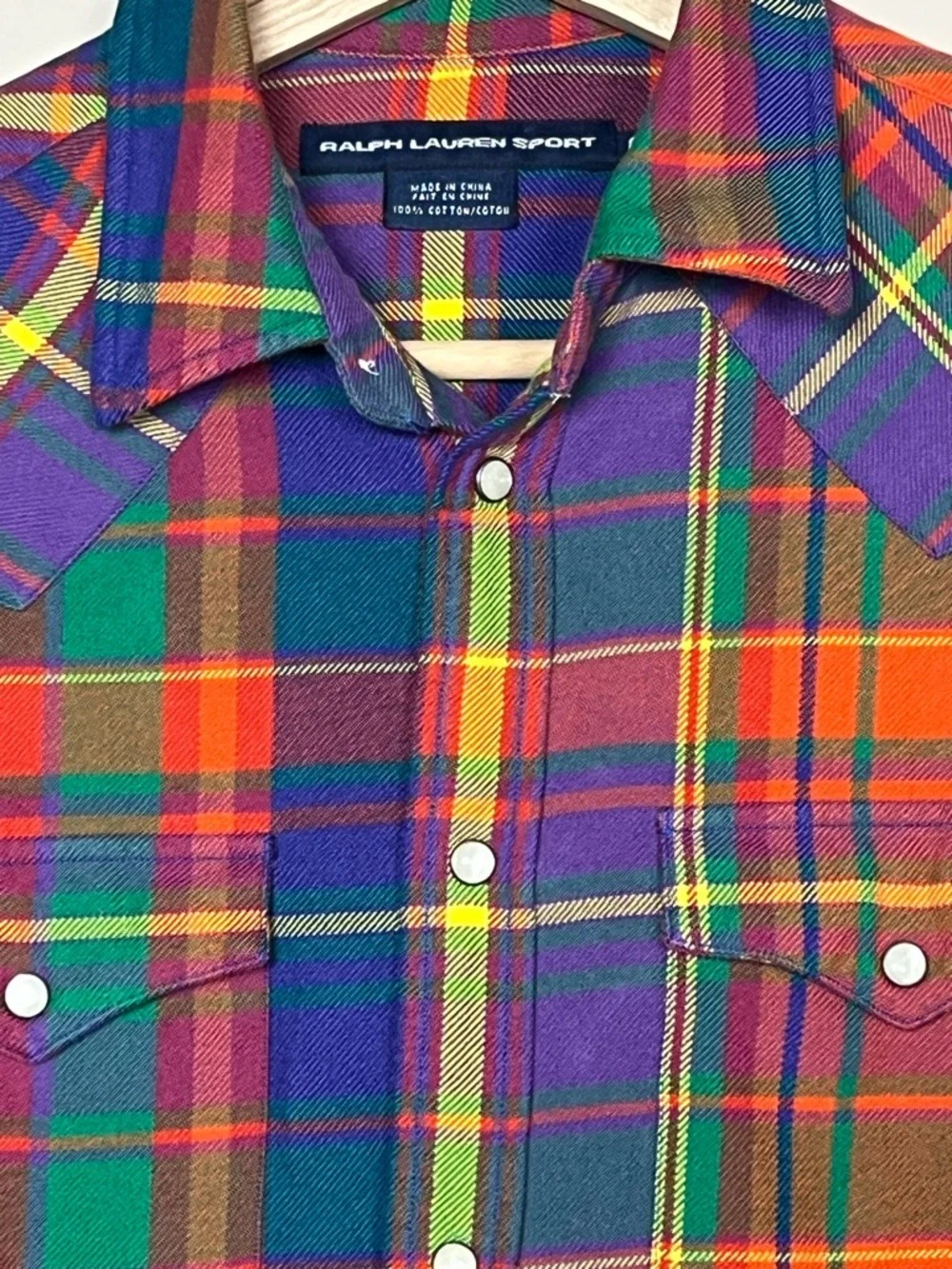 Vintage Ralph Lauren Western Shirt Snap Button Plaid Flannel Shirt Size 6 - Picture 4 of 10